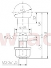 PV Guľa ISO 50 WINTERHOFF KUB/50, priemer. 50 mm, 2000 kg, M20x1,5, Originál